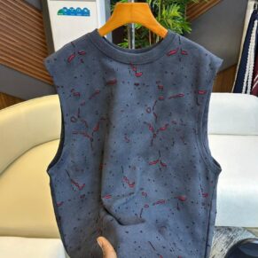 Crimson-Distressed Acid Wash Muscle Vest