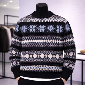 Midnight Nordic Fair Isle Crewneck Sweater