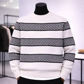 Vector Chevron Knit – Monochrome Bone