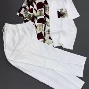 The Aegean Split-Panel Resort Set (White & Deep Burgundy)