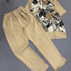 The Botanical Canopy Quarter-Zip Set (Sand & Obsidian Foliage)