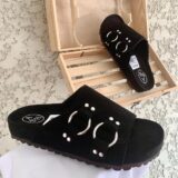 ASH Black Suede Studded Ring Slides