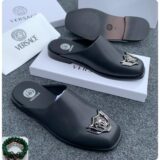 Classic Black Medusa Slip-On Designer Mules