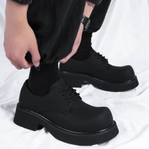 Black Chunky Platform Derby Shoe
