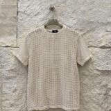 Beige Minimalist Checked T-Shirt