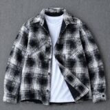 Casual Black and white Button Down Flannel