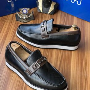 Black OGGI Perforated Leather Loafers