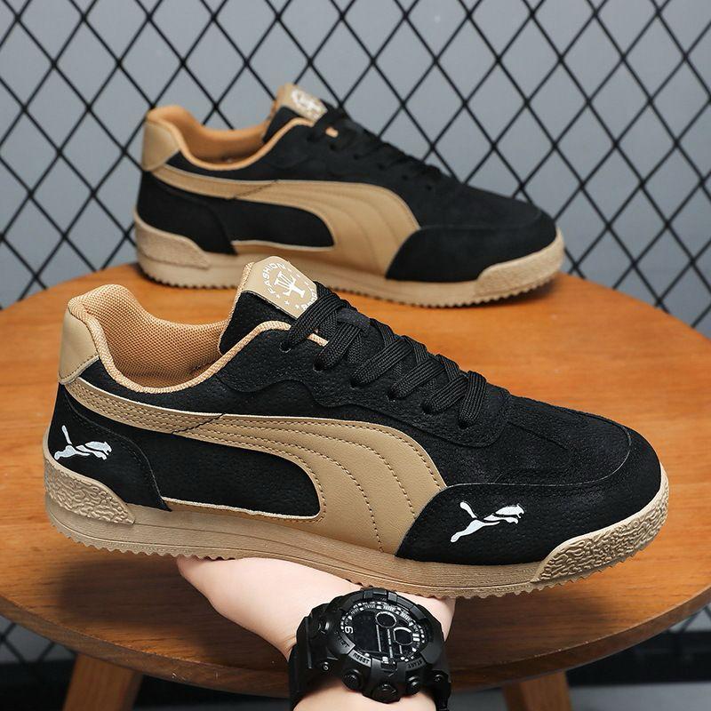 The Puma Suede Stealth Low-Top Sneakers in Black & Tan
