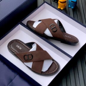 The Dior Aqua Criss-Cross Slide dark brown