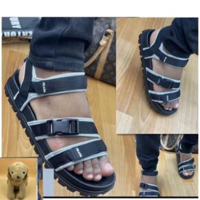 The Prada Nomad Technical Webbing Sandals in Black & Silver