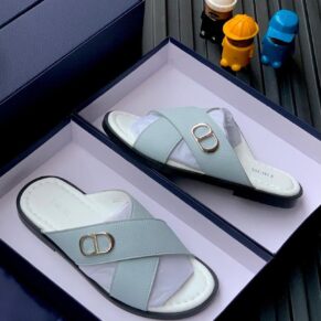 The Dior Aqua Criss-Cross Slide in Powder Blue