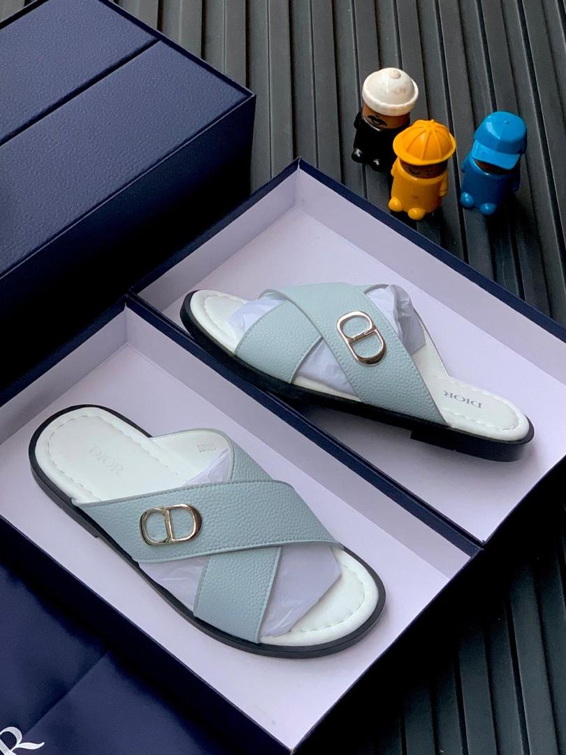 The Dior Aqua Criss-Cross Slide in Powder Blue