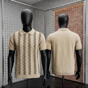 Sand & Earth Chevron Stripe Knit Polo