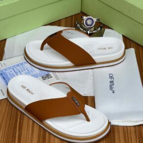 Off White Leather Flip-Flops Sandals