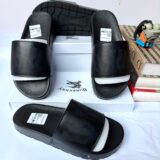 Burberry Monogram Motif Embossed Leather Slides – Black