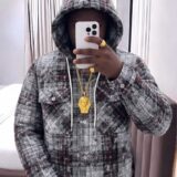 Grey Plaid Hooded Jacket